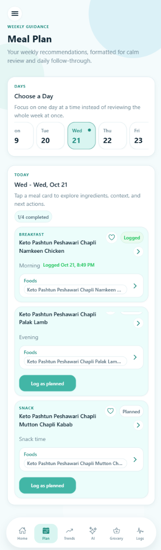 My Sugar Coach culturally familiar weekly meal plan